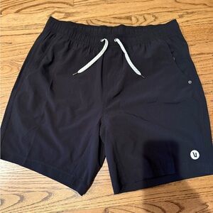 Vuori Men's Black Kore Shorts with White Drawstring
